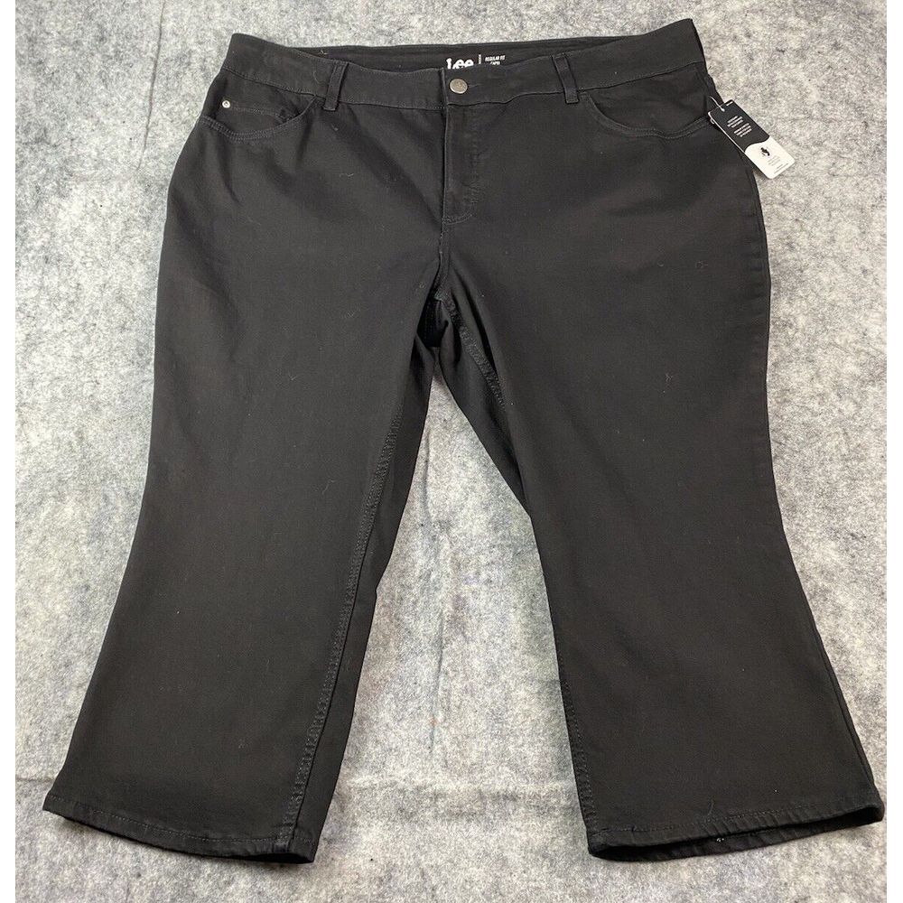 Lee Regular Fit Black‎ Capri Jeans Womens Plus 24W Mid Rise